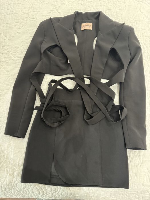 Черен комплект сако и пола Ezzaro