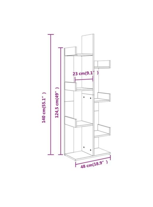 Рафт секция / Библиотека – бетонно сива, 48x25,5x140 см