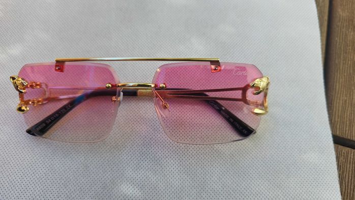 Ochelari de soare Cartier Rimless 8809 lentila roz