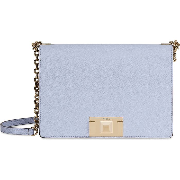 FURLA crossbody модел MIMI чанта от естествена кожа в свело син цвят