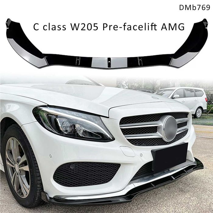 Черен лип спойлер предна броня Mercedes C W205 Pre face AMG мерцедес