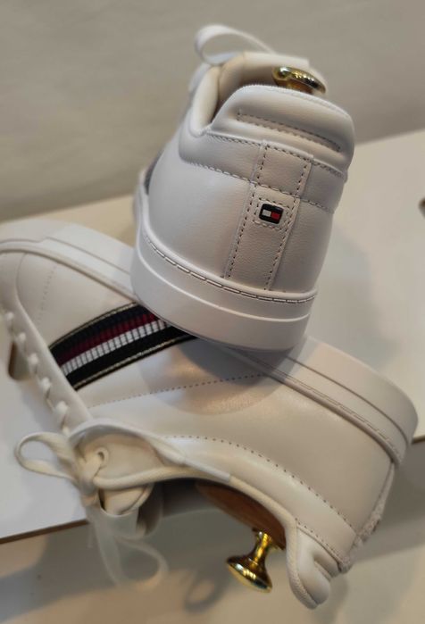 Pantofi sport casual 39 premium Tommy Hilfiger NOI piele naturala moale alb