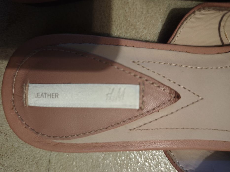 Saboți slapi piele naturala roz prăfuit HM Premium edition