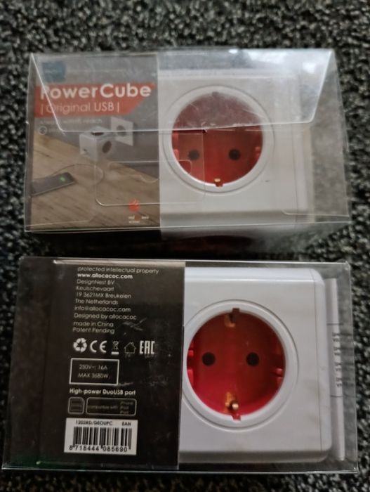 Priza/prelungitor încărcător PowerCube Allocacoc 1202RD Original, 2xUS