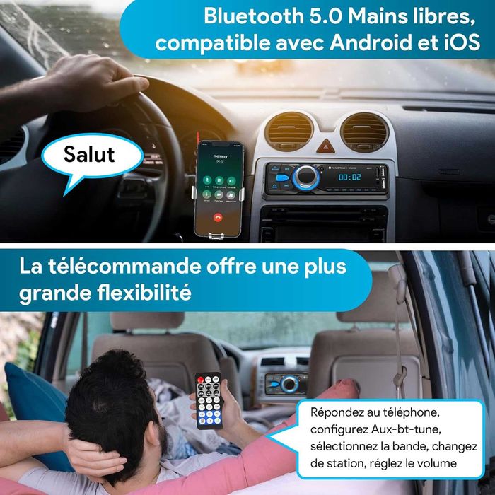 N2215 Bluetooth 5.0 1 Din автомобилно радио, 9-12V, AM/FM, 2 USB, 4-канален