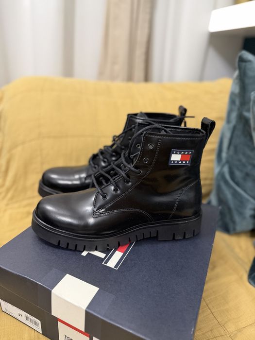 Tommy Jeans Lace-Up ghete dama din piele neagra marimea 40 noi