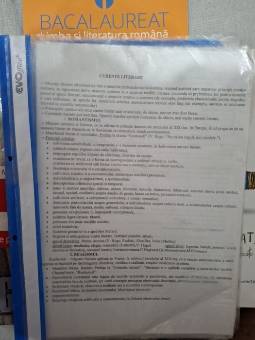 Vand materie carti dosar BAC romana