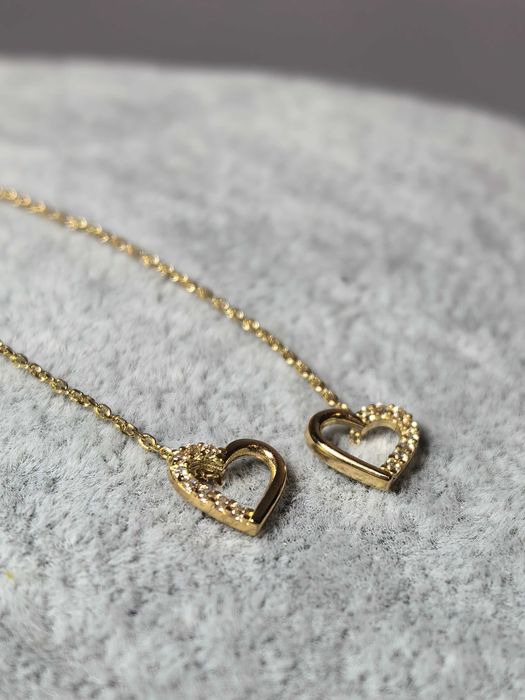 Cercei damă aur galben 14K cu lănțișor și inimă, 1,23 g – noi