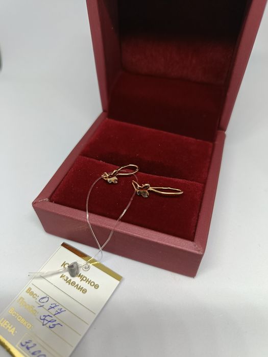 Серьги золотые детские 0.77гр 585 проба