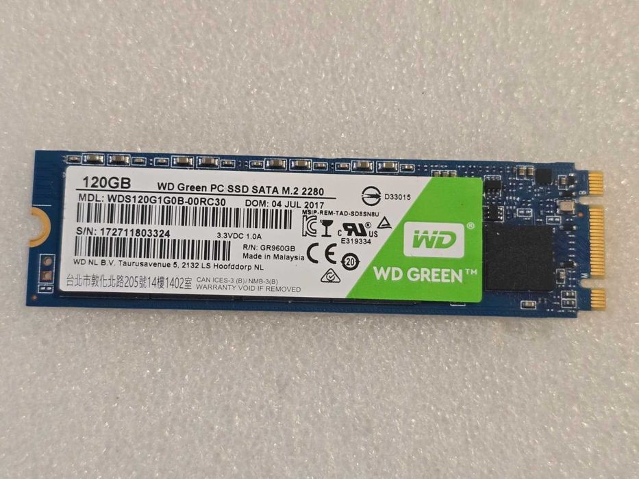 Solid State Drive SSD WD Green 120GB M.2 2280 SATA III - Model WDS120G1G0B