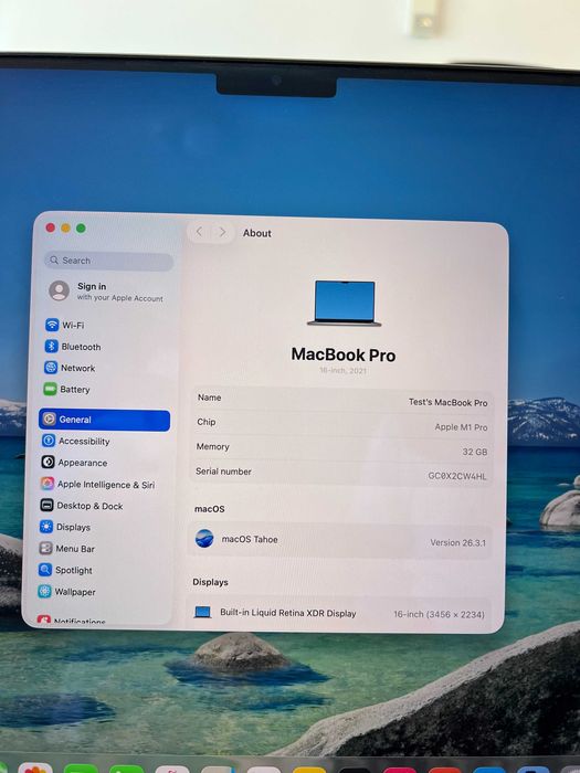 Macbook Pro M1 2021 16'' 32 GB RAM 512 SSD