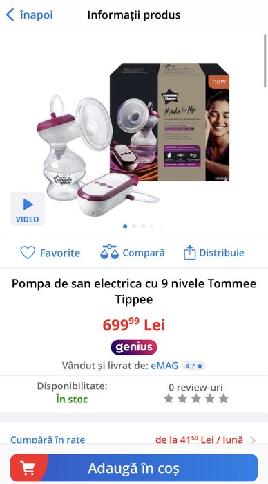 (NOU) Pompa de san electrica cu 9 nivele Tommee Tippee Noua