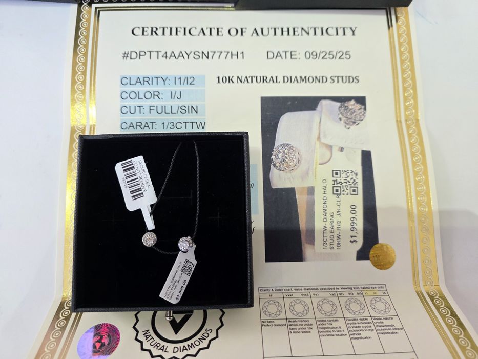 Золотые серьги с природными бриллиантами