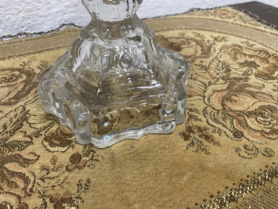 Настолна стъклена лампа със стъклен абажур Чехословакия 1930 1950