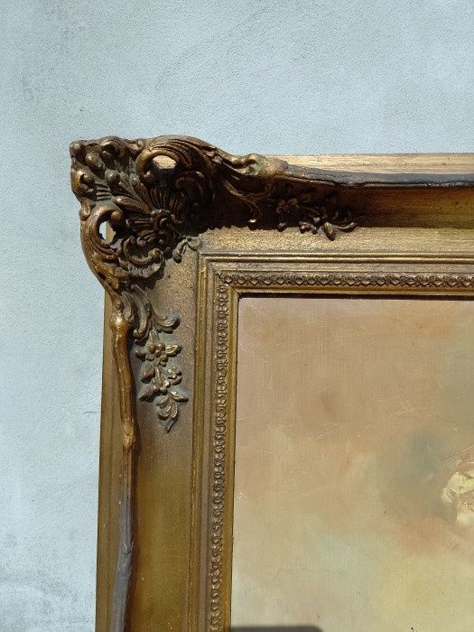 Tablou Ulei pe pânză peisaj montan,o lucrare foarte veche semnata de