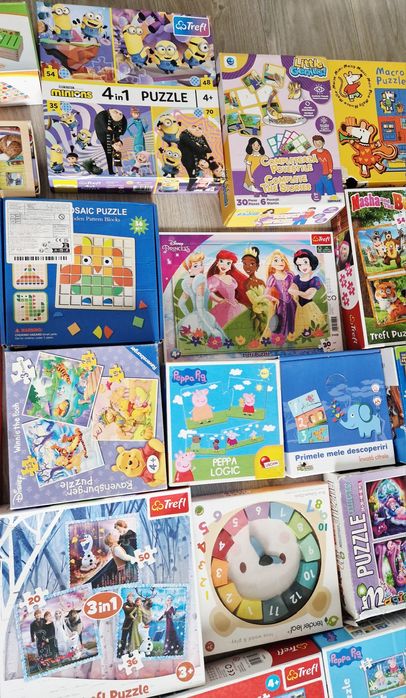 Set mare jocuri educative copii (3–4 ani) + puzzle Trefl, tabletă, joc
