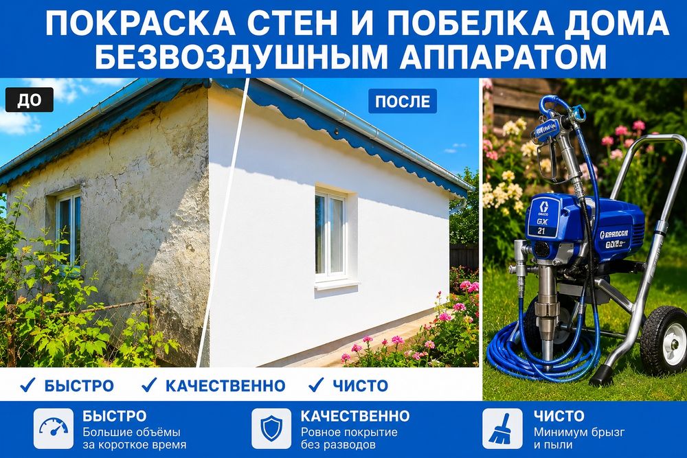 Покраска стен побелка