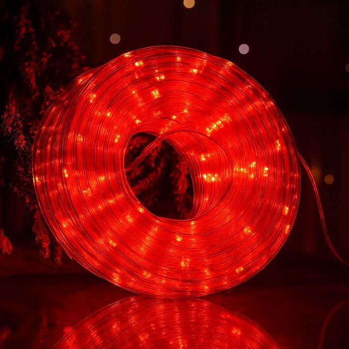 Коледен светещ LED маркуч 20м със захранване студено черен с 8 степени