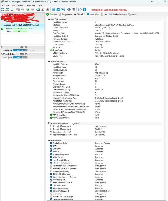 SSD Samsung 860 EVO 500 GB 2,5" SATA3