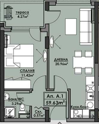 Продава се Двустаен апартамент в Бургас, Сарафово - 60 кв.м за 1092 €/кв.м - Снимка #3