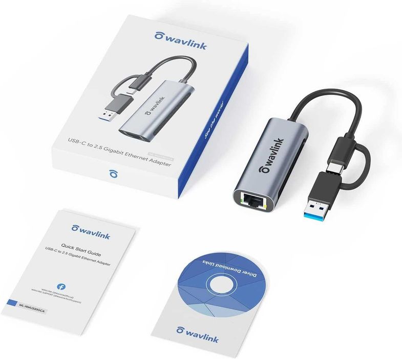 Wavlink USB C към Ethernet адаптер 2.5 Gbps
