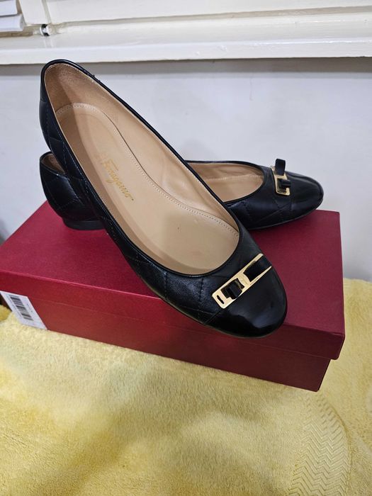 Balerini Salvatore Ferragamo – Piele Matlasată Neagră