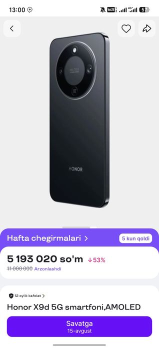 1 yil kafolati bor lekin dakument karobkasi yoq