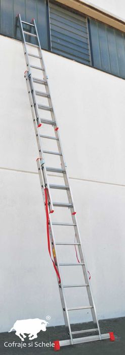 Scara aluminiu, 3 elemente x 11 trepte, 3,15m, lungime maxima 7.05m