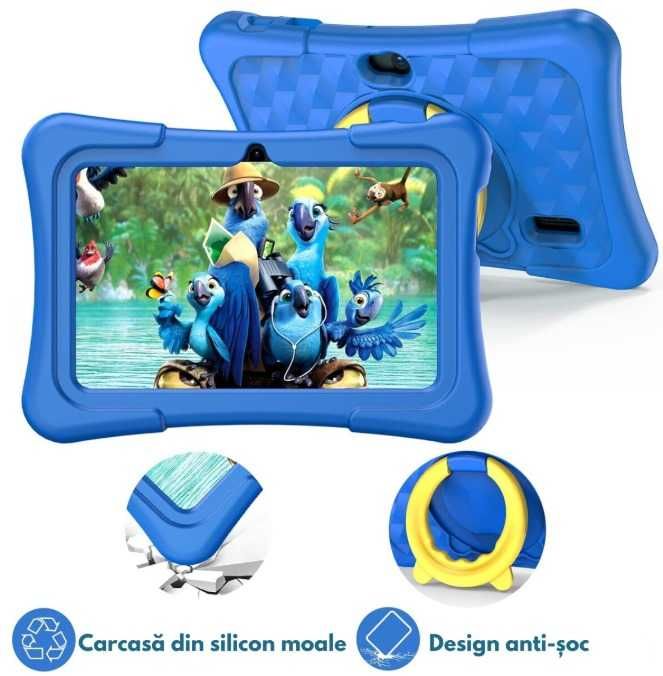 Tableta pentru copii de 7|10 inch, Android,  32|64 GB ROM Blue|Roz|Mov