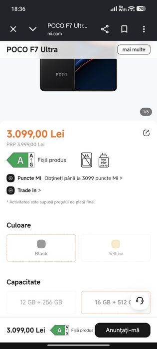 POCO F7 Ultra 512GB / 16GB RAM - Stare impecabilă, Încărcător 120W inclus