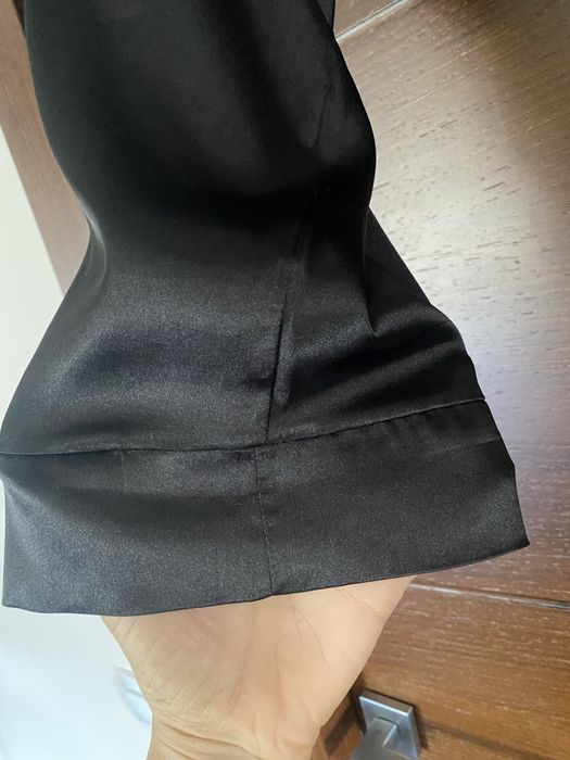 Halat de casa din saten negru M