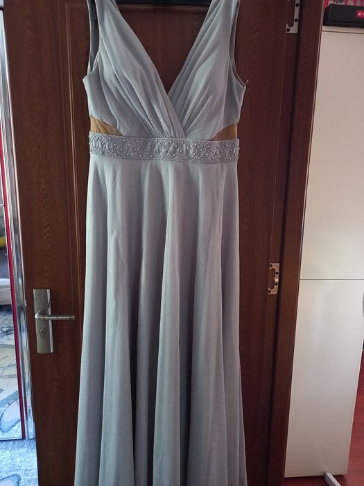 Rochie ocazie lunga argintie marimea 44