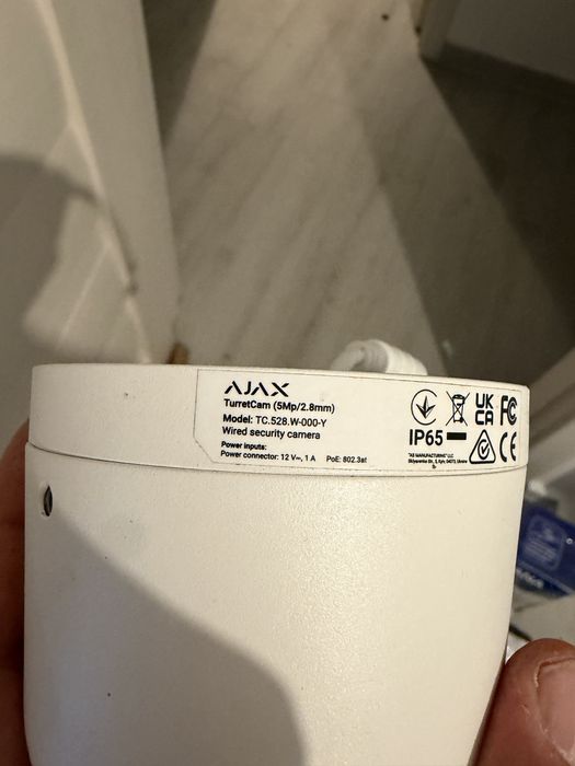 Camera supraveghere IP Dome Ajax TurretCam, 5 MP, 2.8 mm, IR 35 m, microfon, slot card, detectie obiecte prin AI, PoE, alb