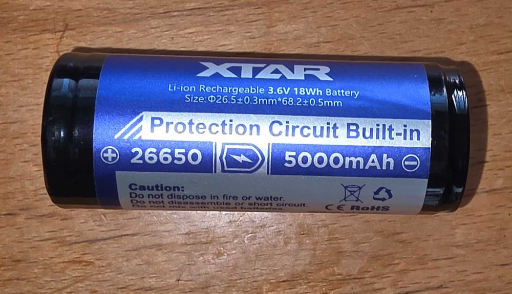 Нова презареждаема Йонно-Литиева Батерия Xtar 26650