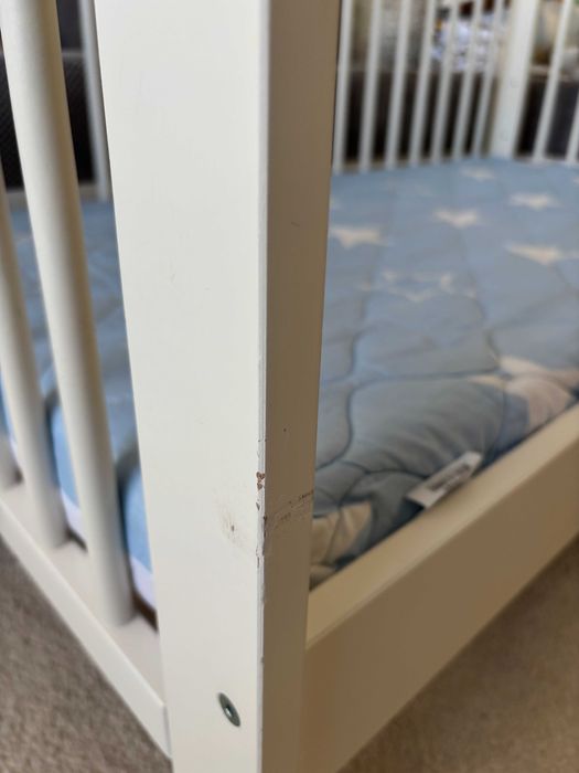 Икеа GULLIVER бебешко креватче, 60x120 см, бяло + матрак + парапет