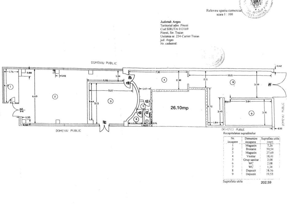 Direct proprietar - spatiu comercial de inchiriat 202 mp
