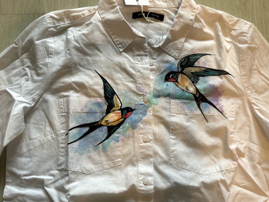 Cămașă dama unicat, pictata manual, mărimea M, cumpărată de la Sinsay