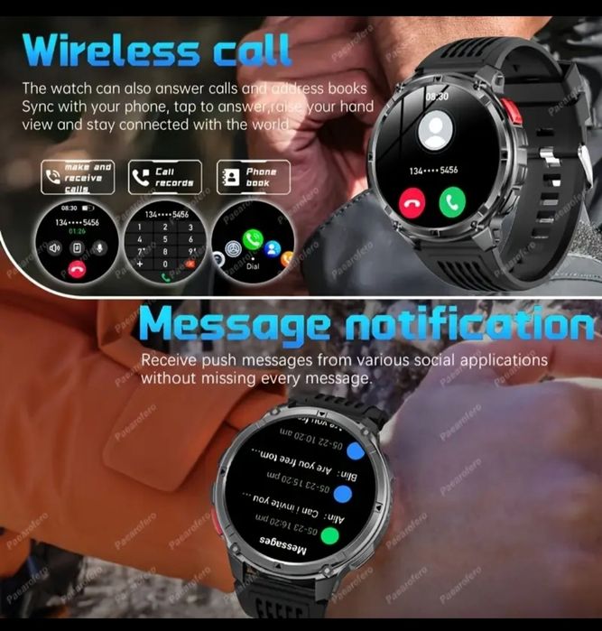 Нов Смарт Часовник  1100mAh Батерия, Фенерче и Разговори!