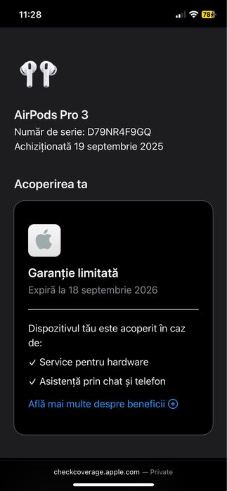 Căsti Apple AirPods Pro 3 ANC (NOI,SIGILATE)