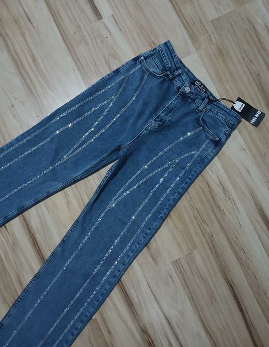 Blugi dama cu strasuri,noi,mar S,merg 36-38