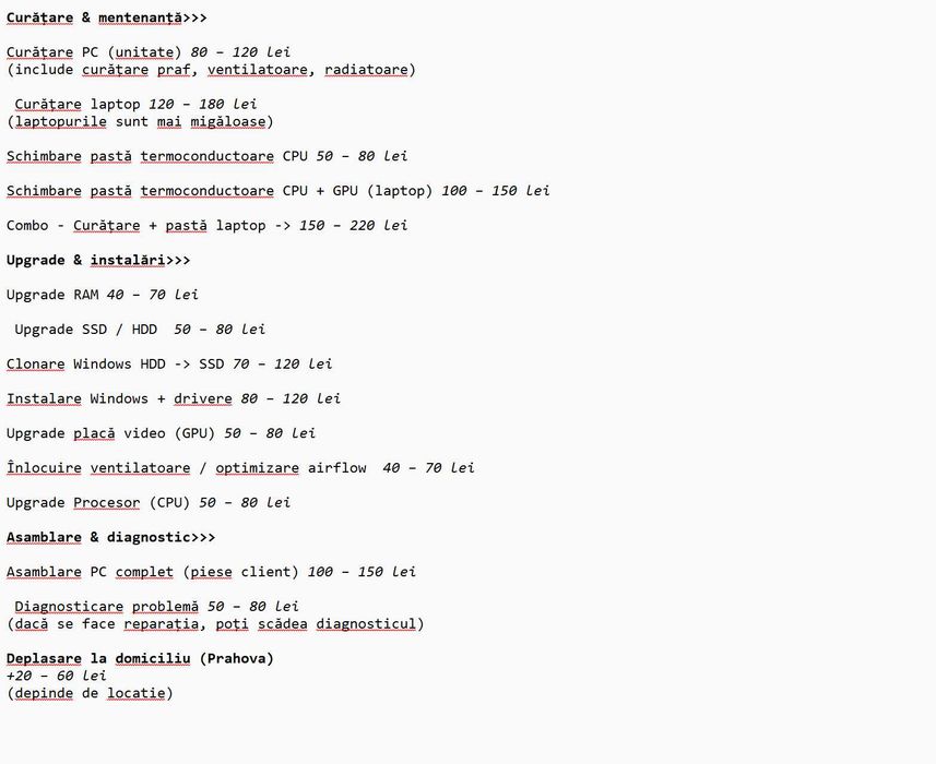 Service Calculatoare & Laptopuri | Curățare  Upgrade  Asamblare