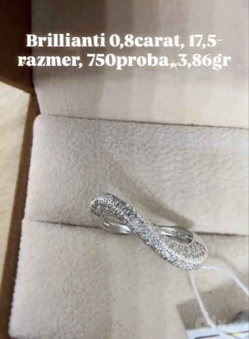Elegantniy koltso s brilliantami 1carat, 3,86gr, 17,5-razmer 750proba.