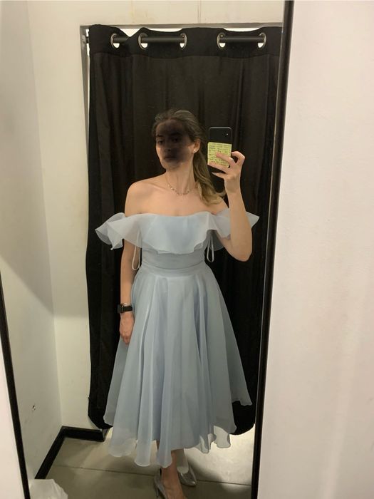 Rochie midi albastră baby blue
