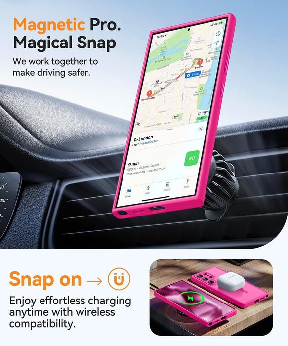 Матов magsafe кейс за samsung galaxy s24 ultra - розов