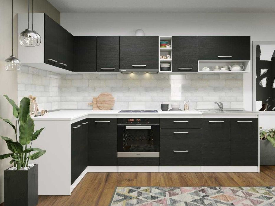 Set Mobila Bucatarie Colt Mina 140*300 Alb/Ferrara – C29