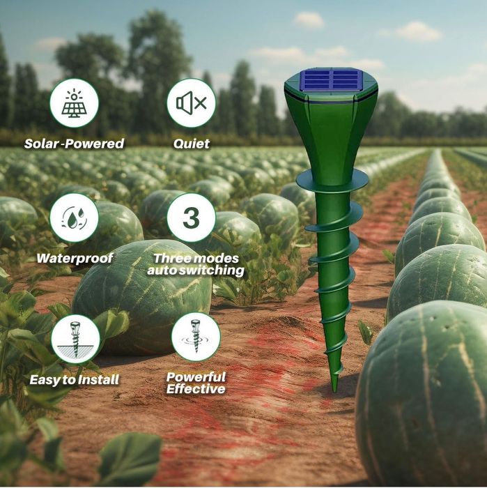 Соларен ултразвуков уред репелент против къртици, змии и гризачи