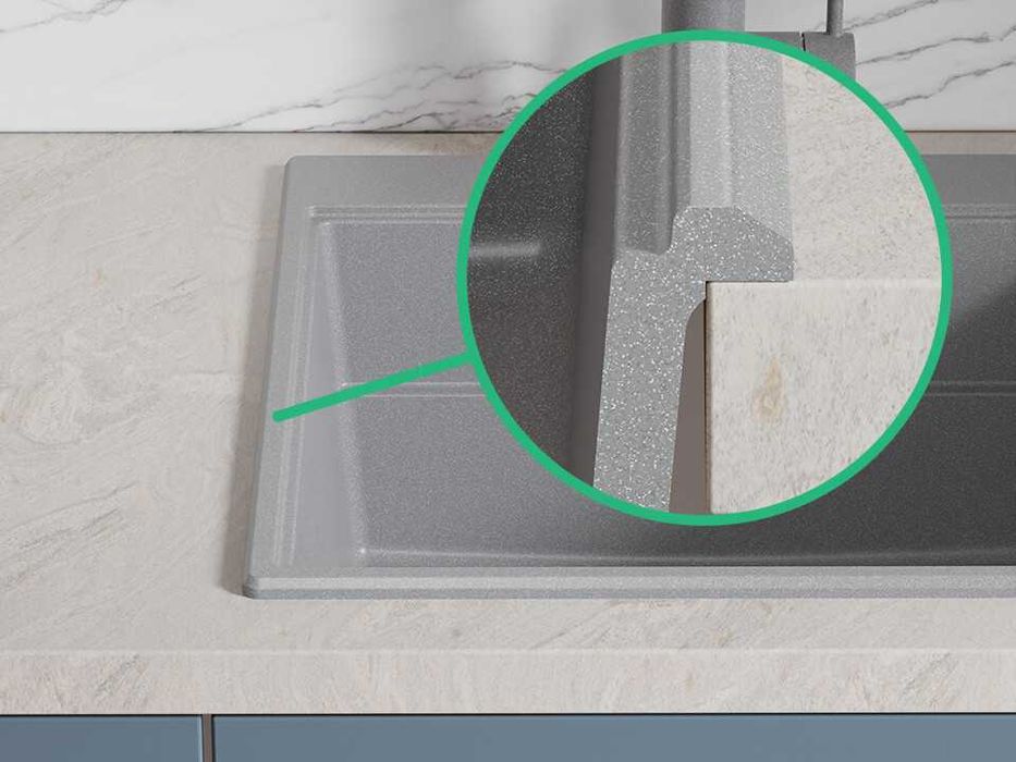 Сива гранитна кухненска мивка Сидни 780-45 Ergo Multilevel 780х500