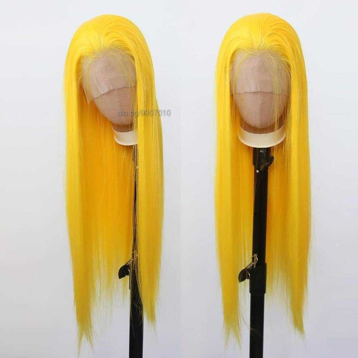 Дълга права жълта перука с дантела 13x4 - ефектен и модерен стил