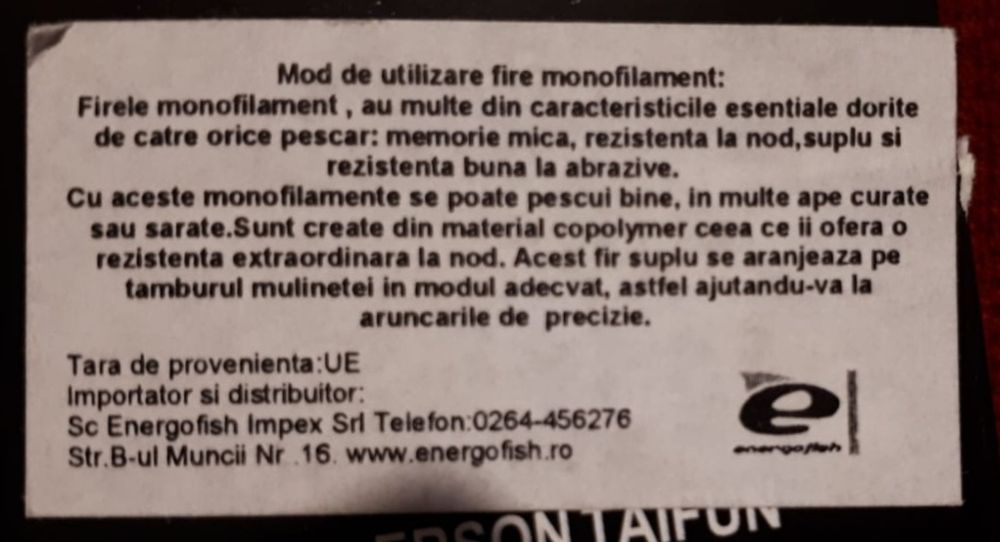 Fir de pescuit monofilament special 0,12mm/1,95kg