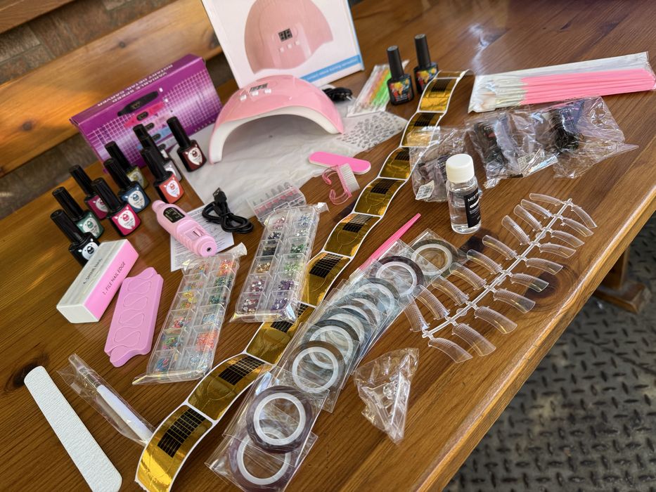 Комплект за маникюр гел лак електрическа пила uv led печка изглаждане